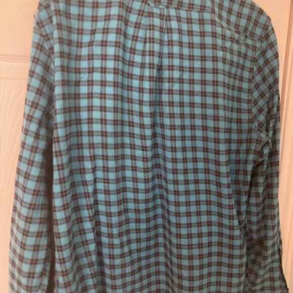 Todd Snyder x ALBINI Italian Button Down Plaid Flannel Shirt Size L Blue - Picture 2 of 3